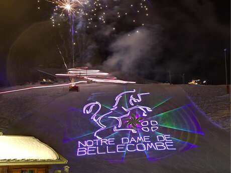 Laser projection at the bottom of the pistes