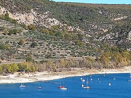 Point de vue remarquable sur l 'Oliveraie et le village de Bauduen