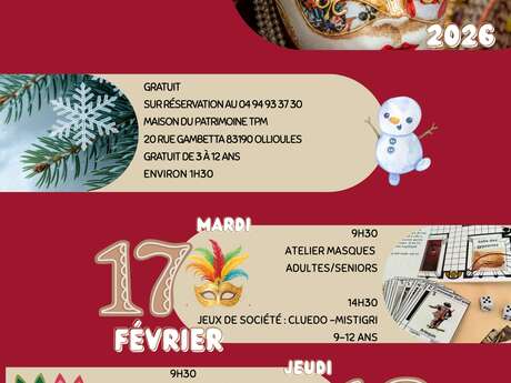 February vacation workshops at the Maison du Patrimoine Toulon Provence Méditerranée