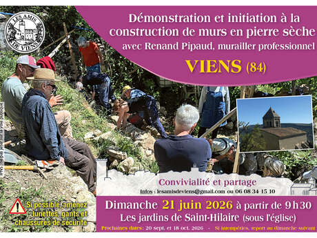 Demonstration et initiation à la construction de murs en pierre seche avec des muraillers professionnels