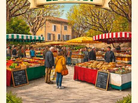 Marché hebdomadaire à Cabrières d' Aigues