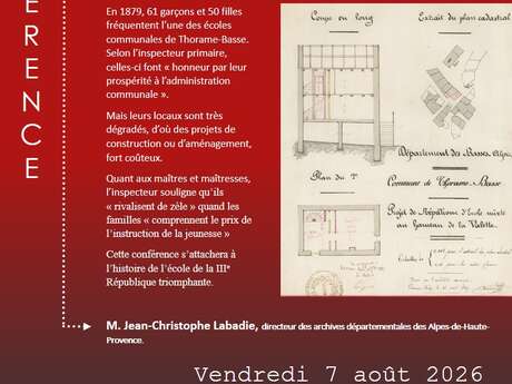 Conférence "Les Maisons d'écoles à Thorame-Basse: Education et République""