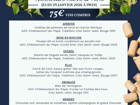 Accords Mets & Vins à l'Hostellerie du Château des Fines Roches