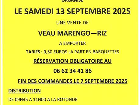 Vente de veau Marengo Classe 1 et 6 Péronnas