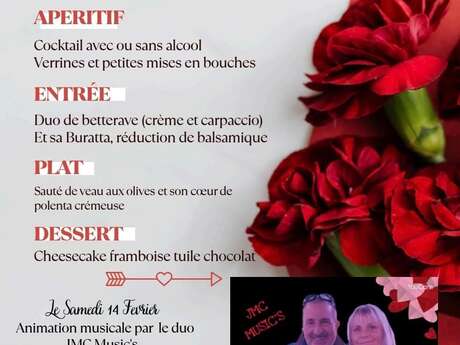 Menu de la Saint Valentin à Domicil'Resto