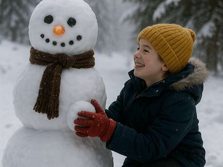Concours de bonhomme de neige Front de neige des drapeaux !
