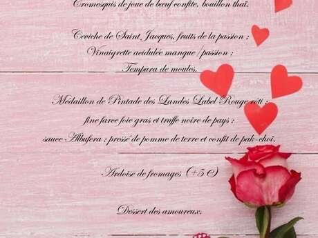 Menu de la Saint Valentin à La Table des Balmes