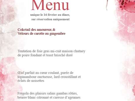Menu de la Saint Valentin au Bistro Gaby