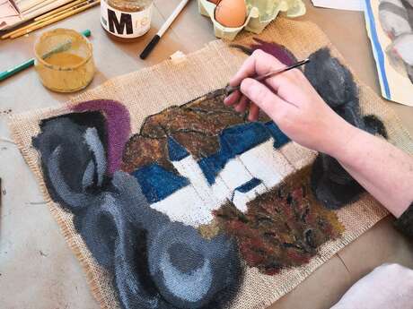 Atelier | Motifs sur toile de jute
