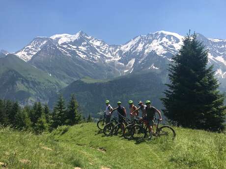 Electric mountain bikes-in front of Mont Blanc