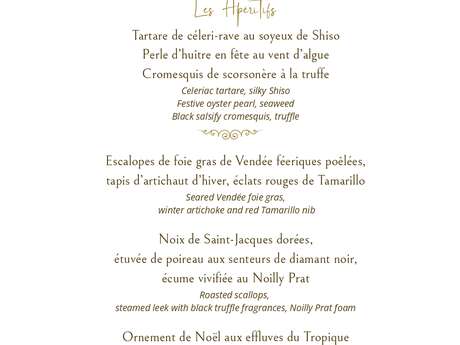 Menu du Réveillon de Noël 2025 - la Table de la Réserve