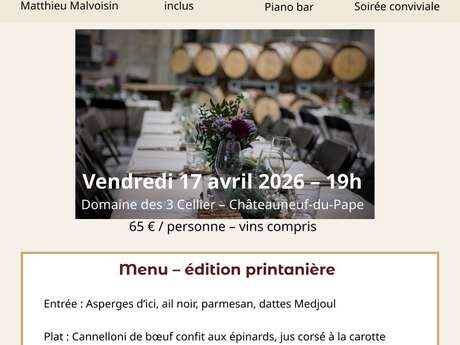 A Gourmet Experience by the 3 Cellars”