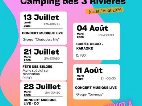 Soirées estivales au Camping des 3 Rivières