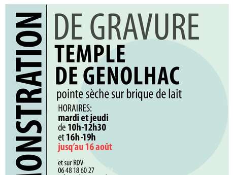Démonstration de Gravure au Temple de Génolhac