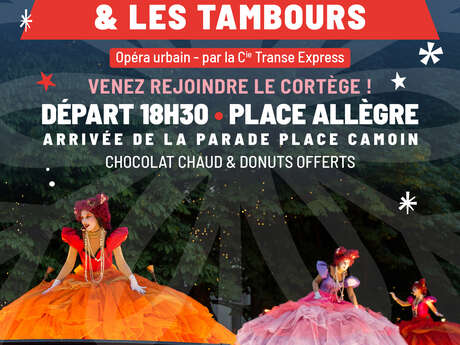 Grande parata: "Bambole e tamburi giganti, opera urbana".