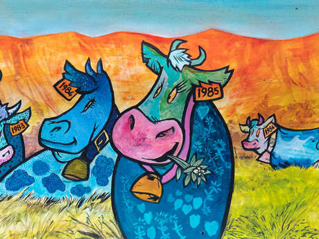 Art Vache : Fresque "Vache en alpage"
