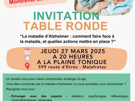 TABLE RONDE “La maladie d’Alzheimer : comment faire face à la maladie, et quelles actions mettre en place ?”