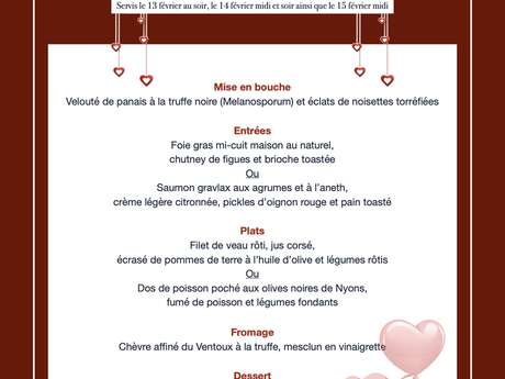 Menu Saint Valentin Chez Aqui Sian Ben