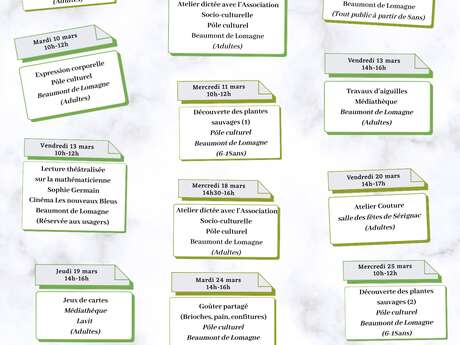 Ateliers EVS - Programme Mars 2026