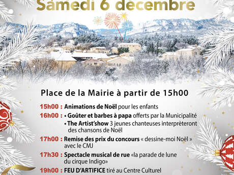 Fête de Noël des enfants et feu d'artifice à La Bouilladisse