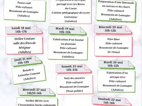 Ateliers EVS - Programme mai 2026