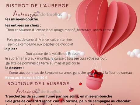 Menu Saint Valentin - Le Bistrot de l'Auberge