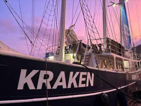 Projection vidéo mapping sur les voiles du Kraken