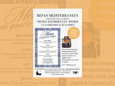 Repas méditerranéen concocté par la cheffe Nicole Baghdiguian - Weber