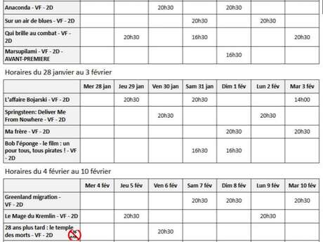 Programme du cinéma Le Montcelet du 21 janvier au 10 février