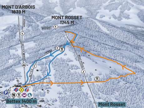 Itinéraire de ski de randonnée alpin - Le Bettex / Télésiège des Monts Rosset