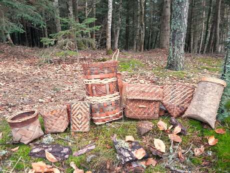 Atelier de vannerie : boîte en écorce