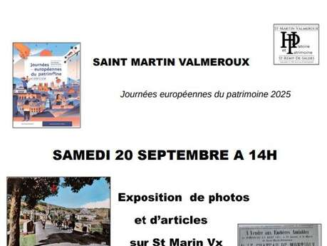 Journées Européennes du Patrimoine - Exposition de photos et d'articles sur St-Martin-Valmeroux