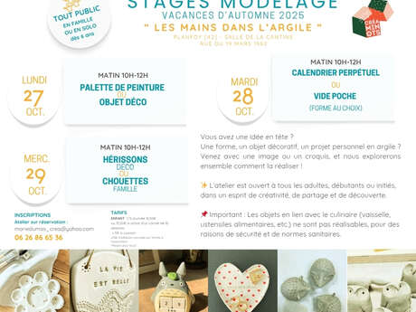 Stage Vacances Automne - Modelage et Sculpture à l'argile