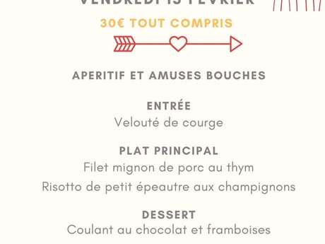 Repas de la Saint Valentin à la Ferme Auberge la Maguette