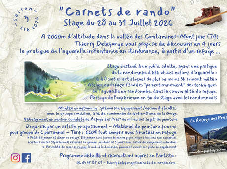Carnets de rando : stage d'aquarelle dans les montagnes des Contamines