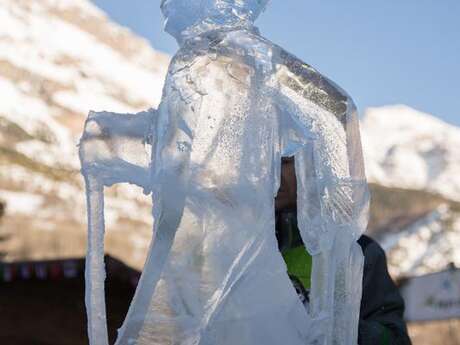 Démonstration de sculpture sur glace