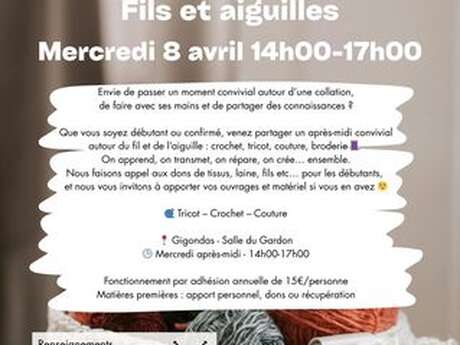 Atelier "fée-main" fils et aiguilles