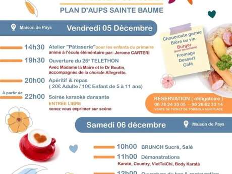 Animations, démonstrations, concert, loto, repas karaoké | Téléthon