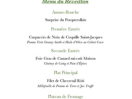 Dîner du 31 décembre 2025 au Porquerollais