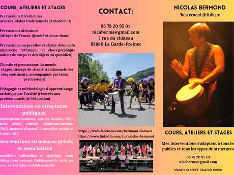Cours, ateliers et stages de percussions