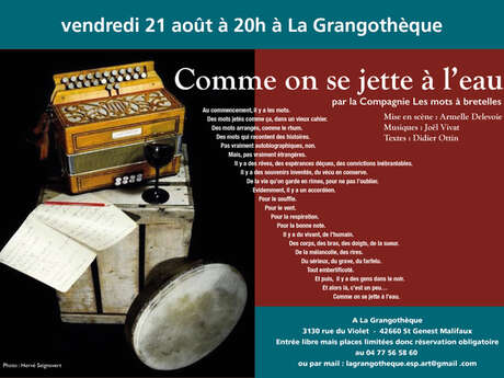Théâtre en chanson " Comme on se jette à l'eau"