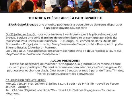 Black-Label Brazza : ateliers d'écriture et de création théâtrale