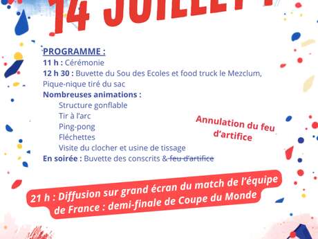 14 juillet : la demi-finale remplace le feu d'artifice