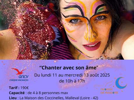 Stage de chant d'été avec Emilie Souillot "Chanter avec son âme"