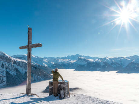 Snowshoe itinerary: La Bourgeoise from the chalet at Joux Plane