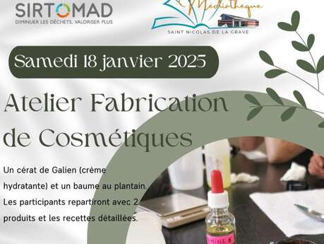 Atelier fabrication de Cosmétique Le 18 janv 2025