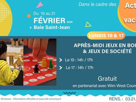 Activités vacances scolaires  - jeux en bois et de société