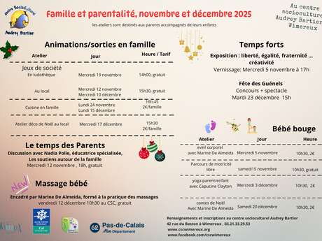 Centre Audrey Bartier : Parentalité novembre décembre