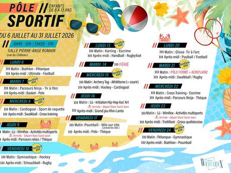 Pôle sportif : programme Juillet