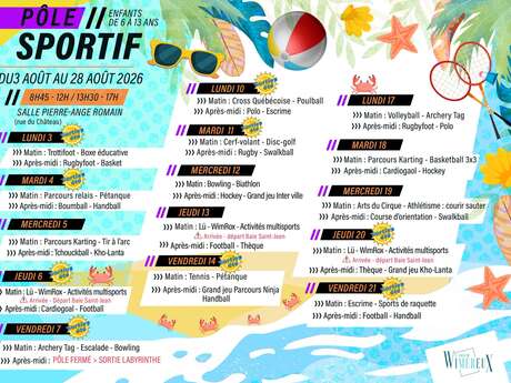Pôle sportif : programme août